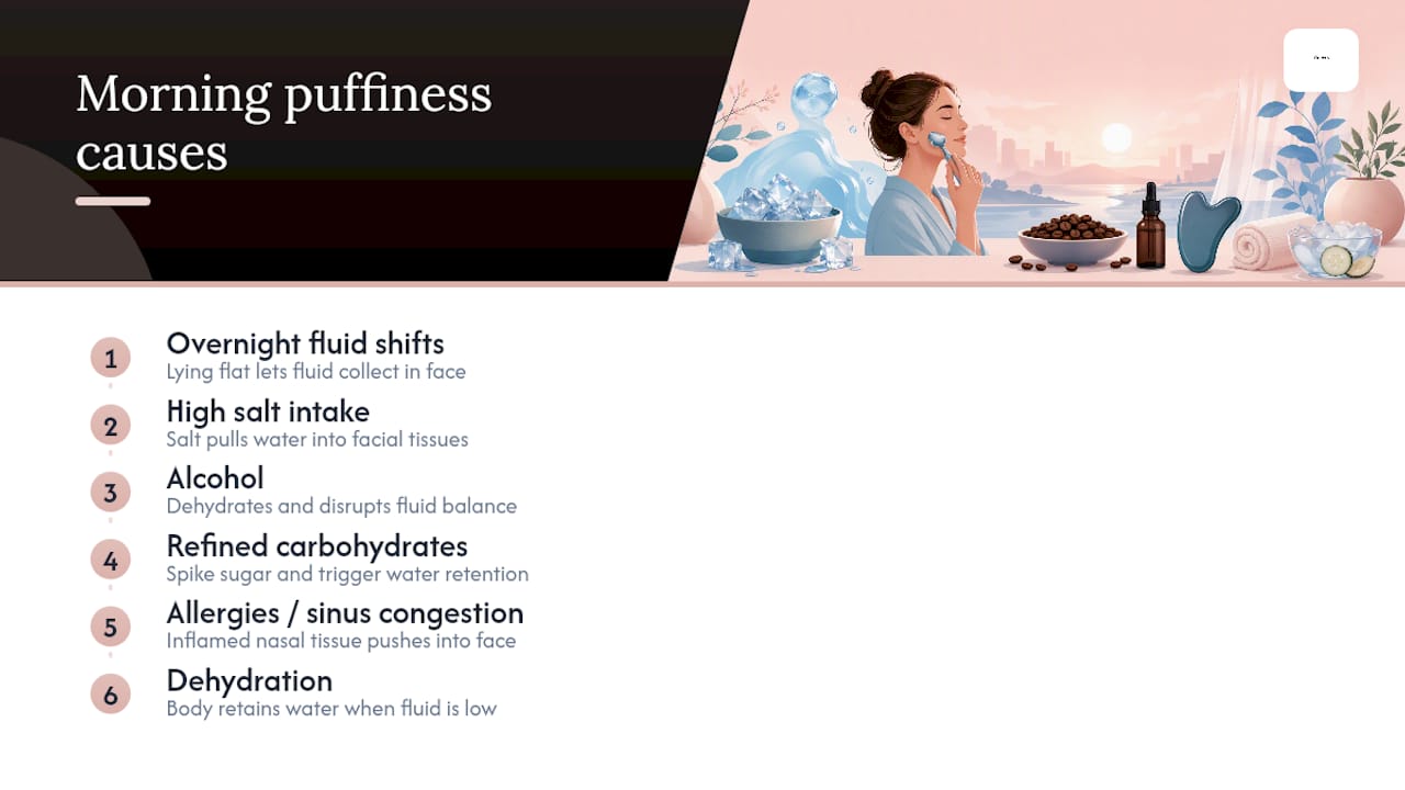 Six common contributors to morning facial puffiness