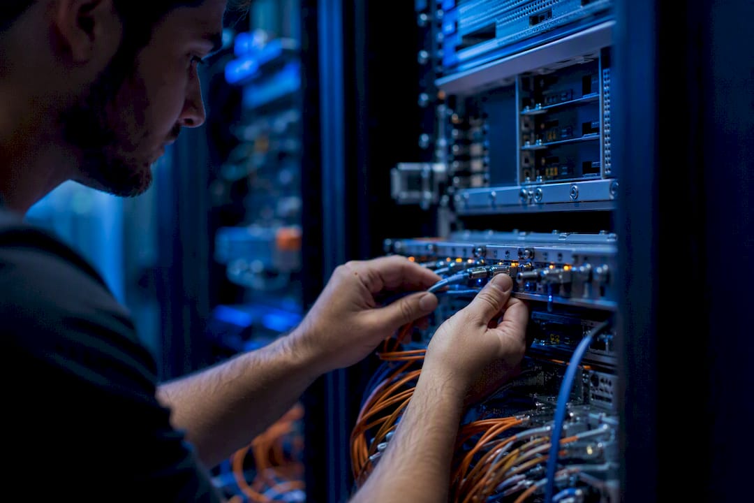 Hands managing vector index hardware connections
