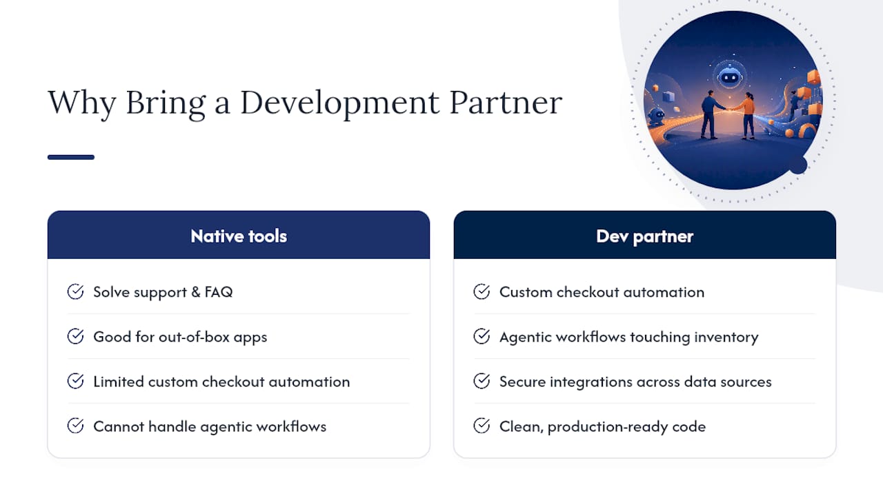 Why Bring In a Shopify Development Partner for Chatbot Work? — overview diagram