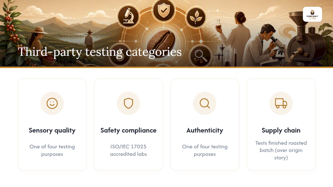 Diagram of coffee third party testing categories