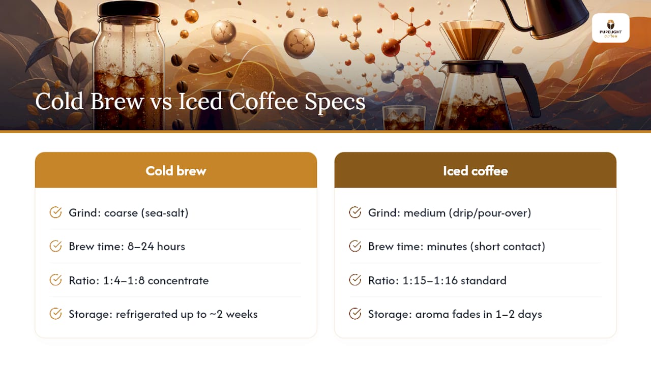Cold brew versus iced coffee specifications