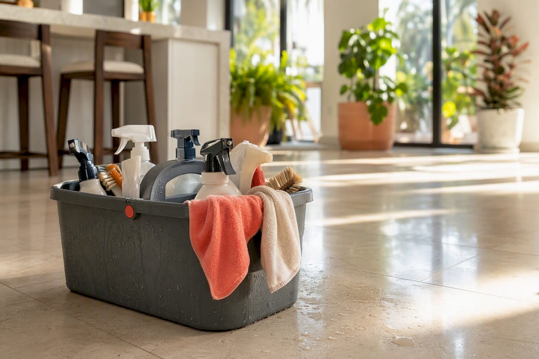 Portable cleaning caddy with supplies