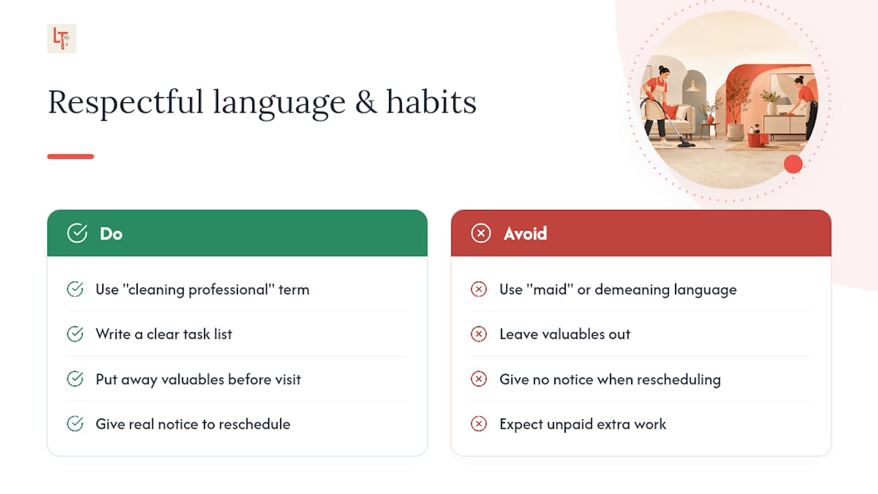 Respectful Language and Working Well With a Cleaning Professional — overview diagram
