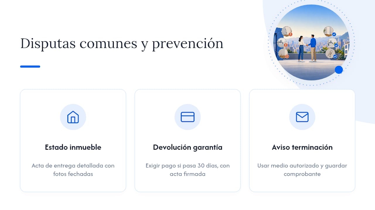 Diagrama de las principales causas de conflictos al terminar un contrato de arrendamiento