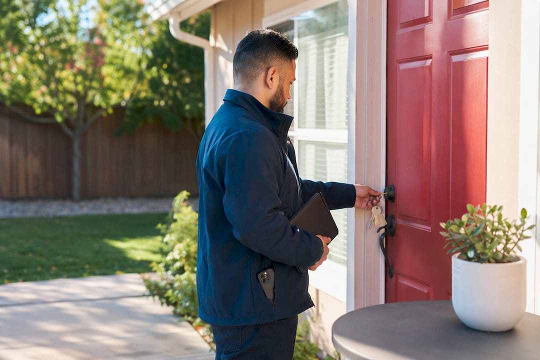 Person inspecting a house for occupancy verification