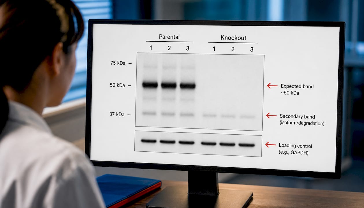 Illustrated western blot knockout comparison