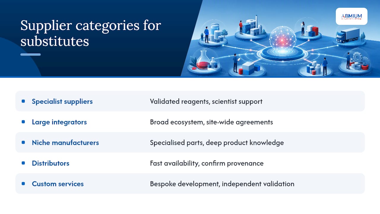 Five Bio-Rad substitute supplier categories