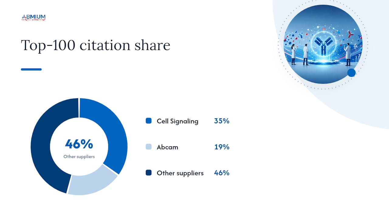 Which antibody suppliers dominate the citation data? — overview diagram