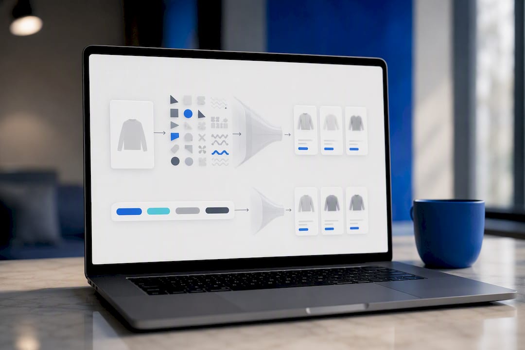 Illustration of visual search filtering results