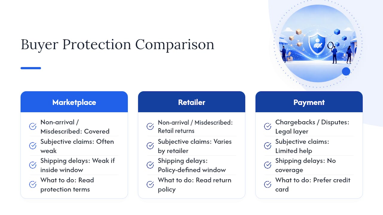 Do Buyer Protection Policies Actually Change Purchase Safety? — overview diagram