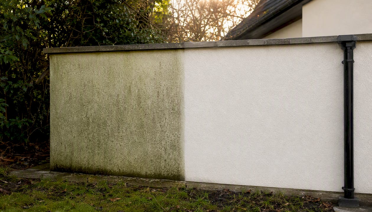 Side-by-side before and after K-Rend cleaning