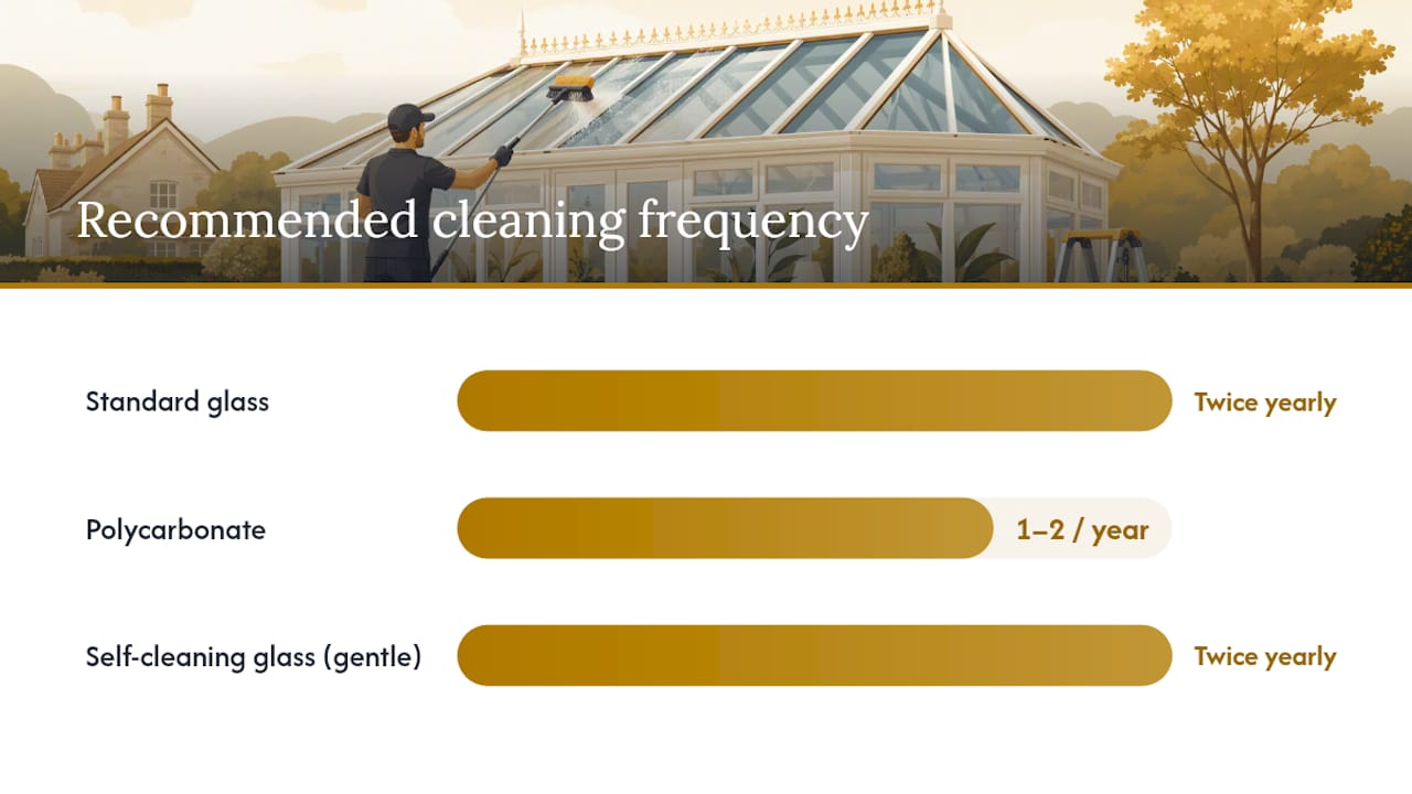 Comparison of conservatory roof materials and cleaning methods