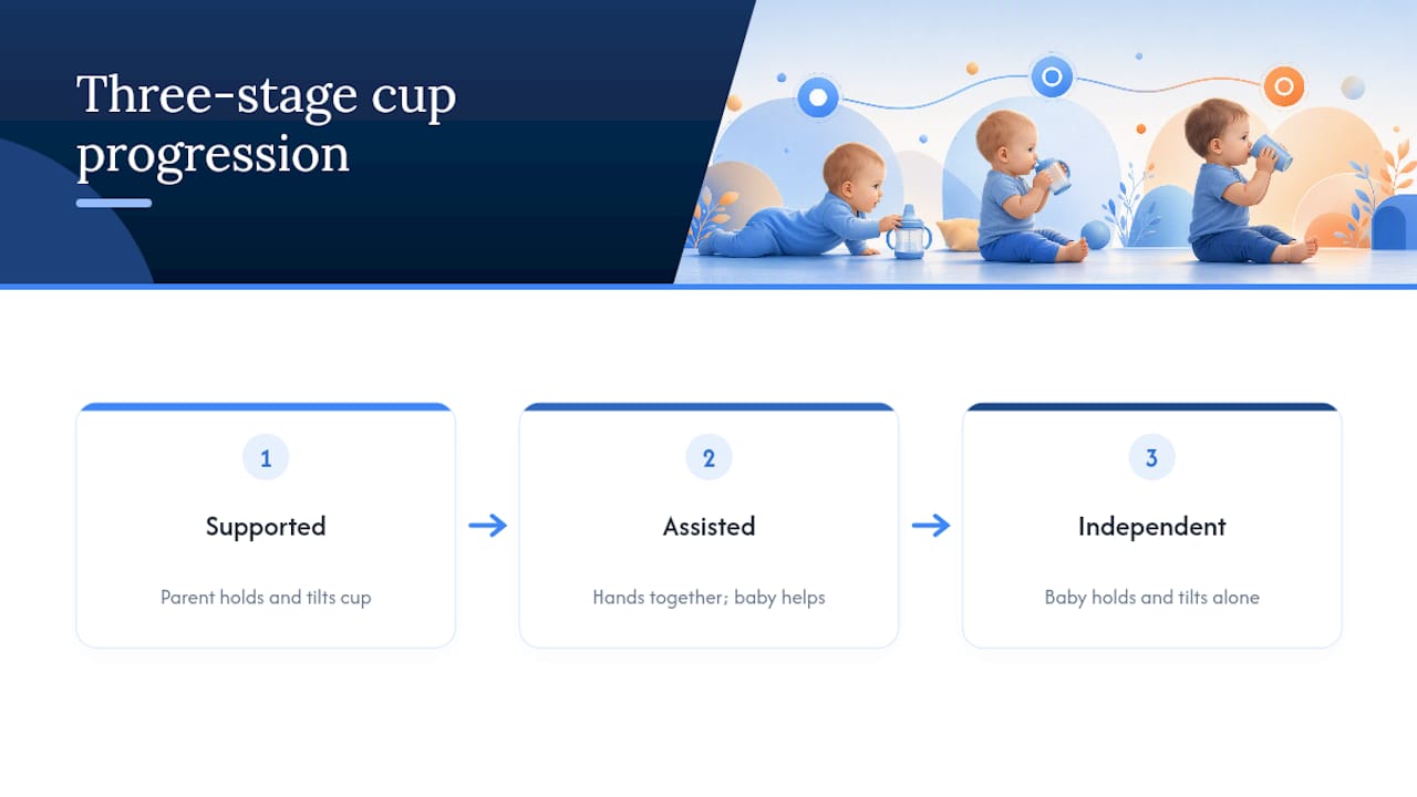 Diagram showing three stages of open cup training progression