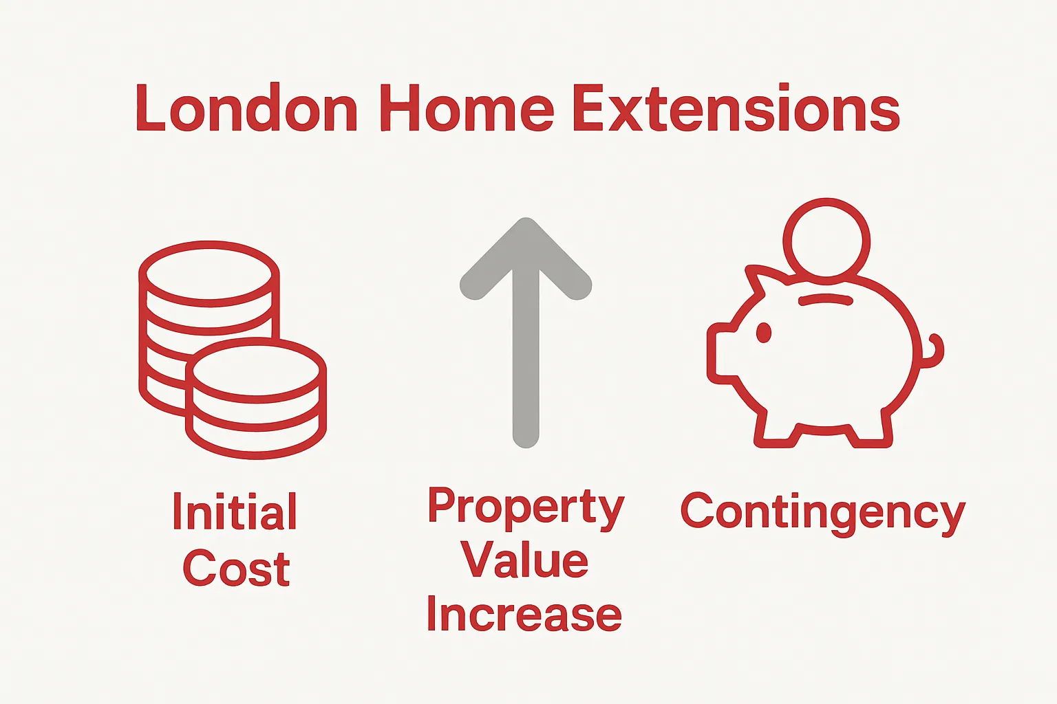Infographic showing initial cost, property value increase, and contingency fund