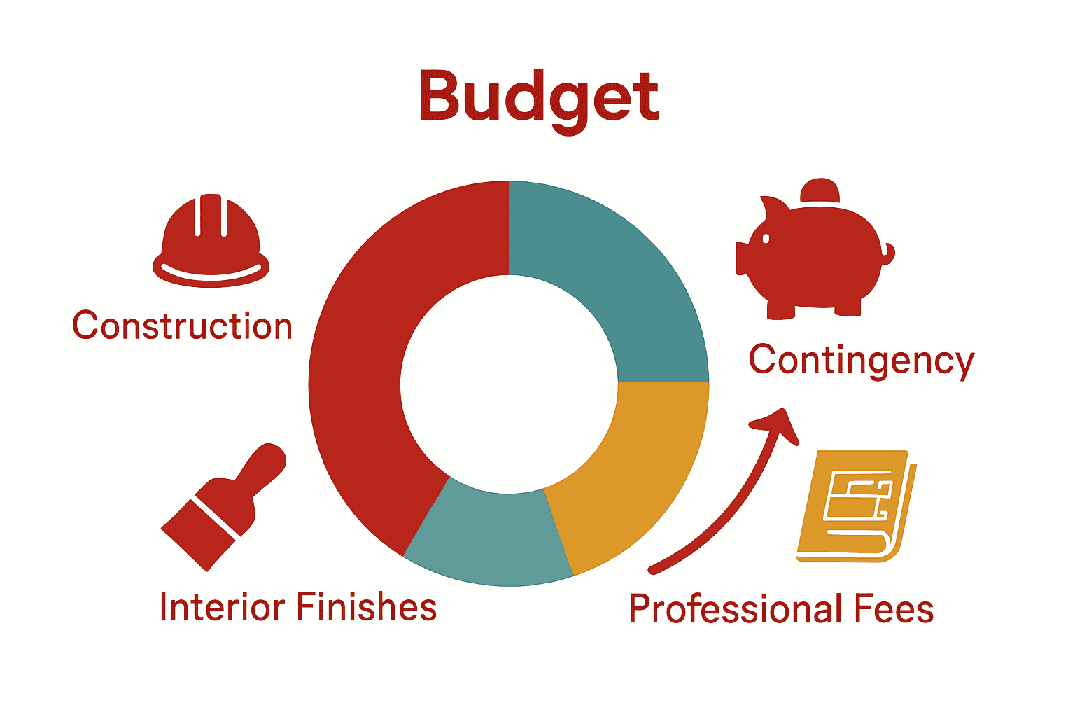 Infographic showing UK home extension budget breakdown and contingency reserve
