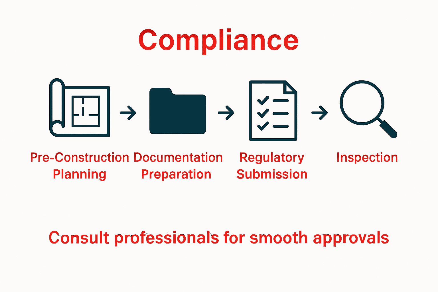 Infographic showing compliance steps for UK extension building regulations