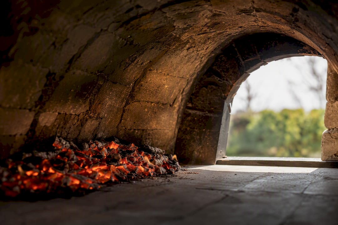 Close-up of firebrick dome interior
