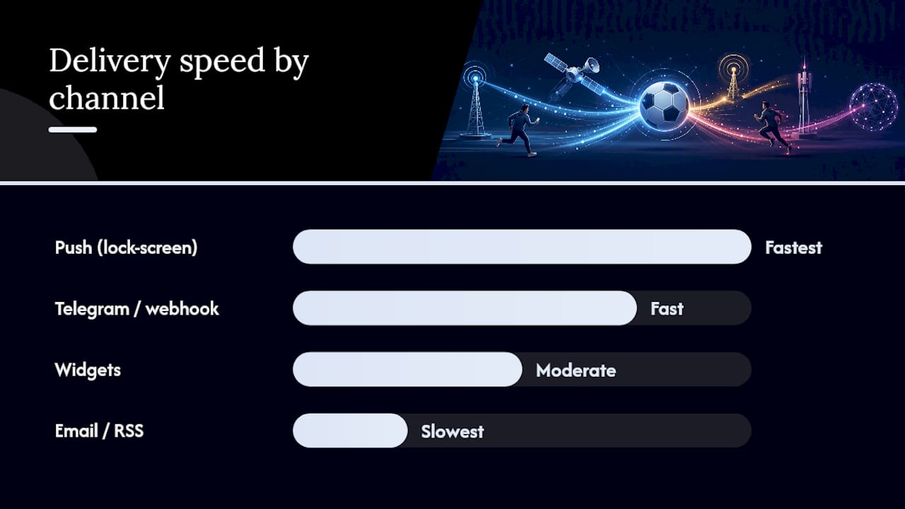 Diagram comparing notification delivery speeds
