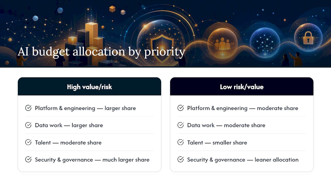 Four AI budget categories and risk allocation