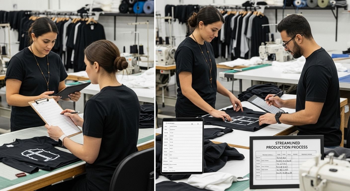 catholic apparel workflow production