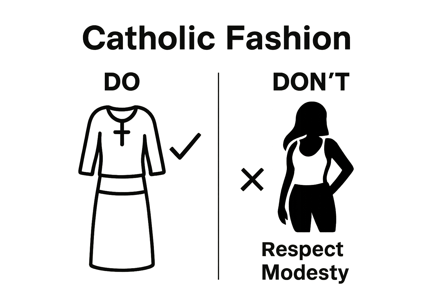 Catholic fashion dos and don'ts visual comparison