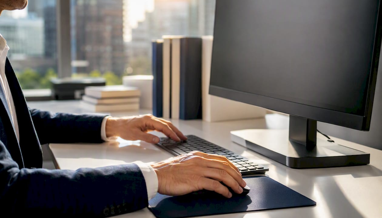 Broker’s hands adjusting listing syndication settings