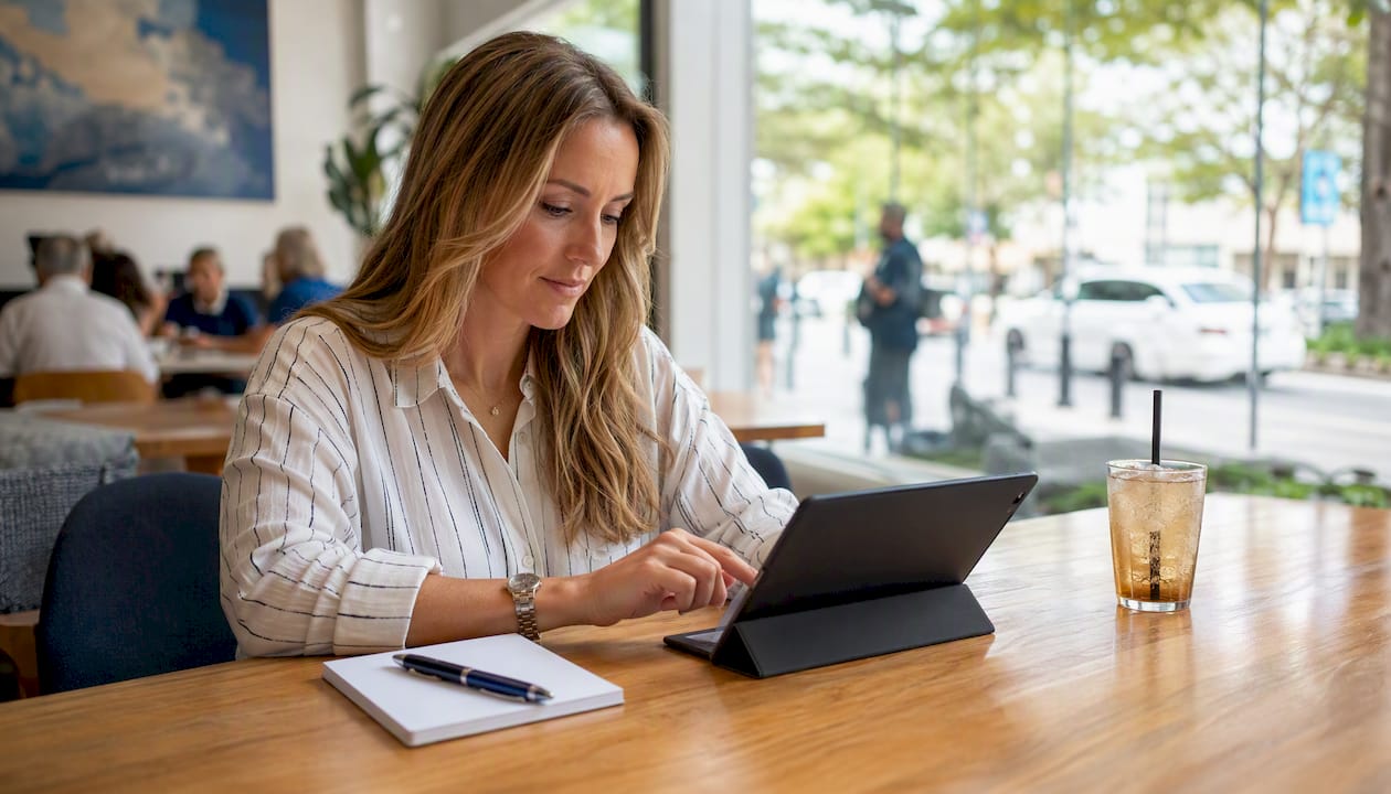 Agent writing follow-up email after open house