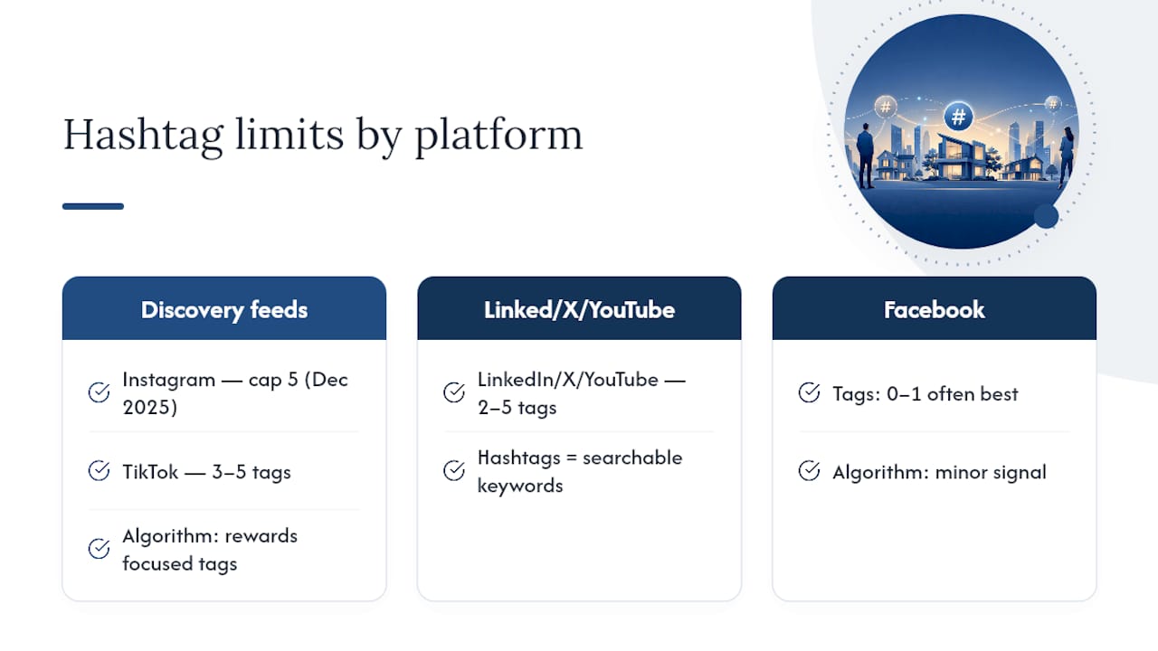 Hashtag limit comparison chart by platform