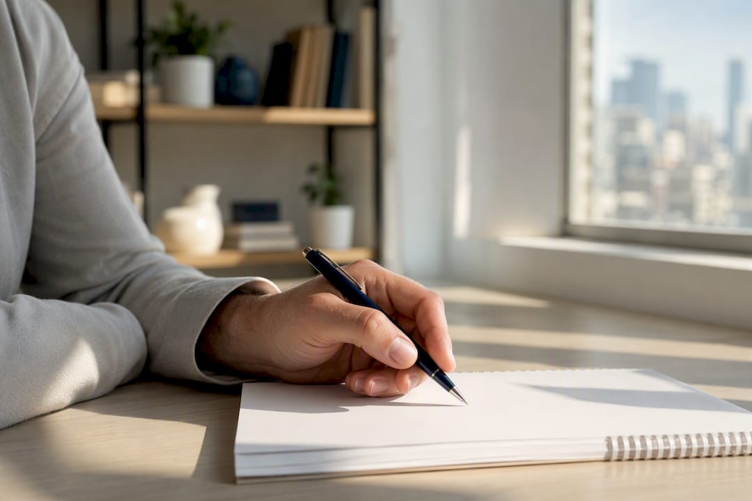 Agent writing call to action message by hand
