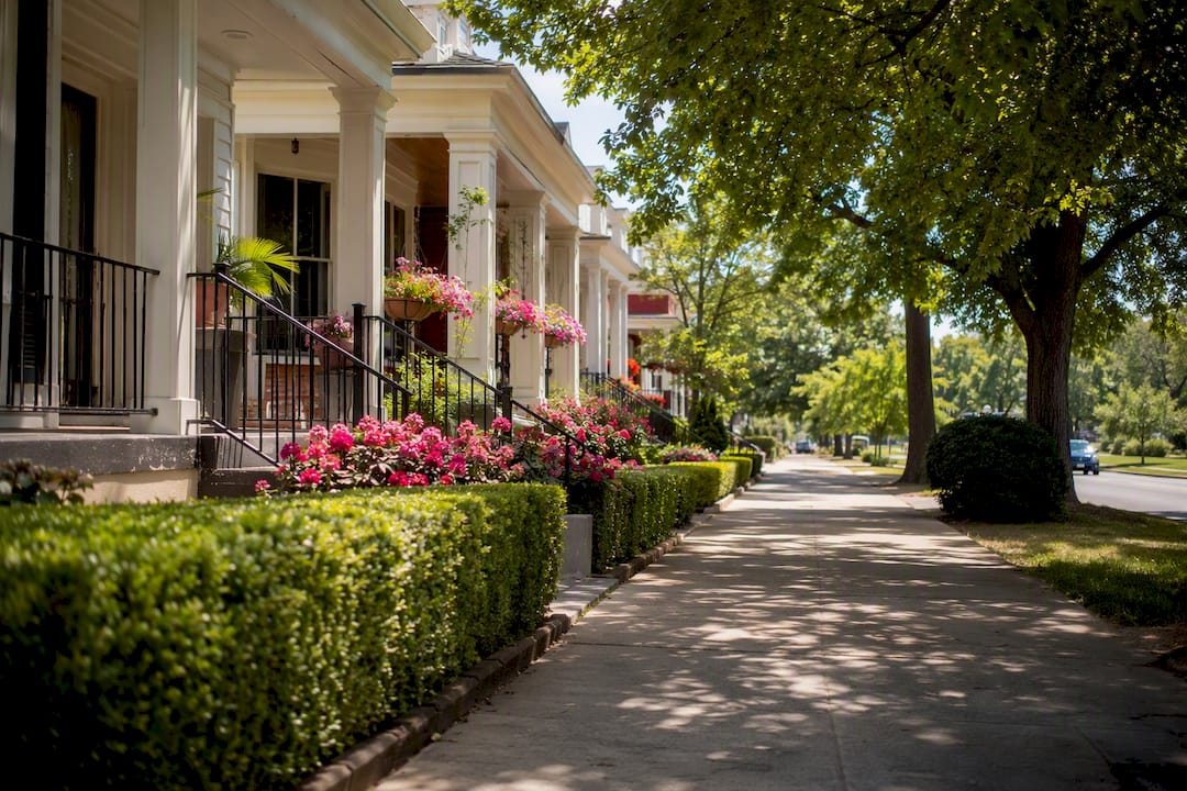 Historic bungalow homes in urban neighborhood