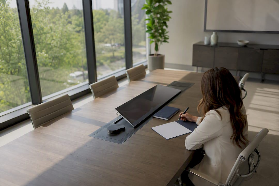 Conference table setup for listing presentation