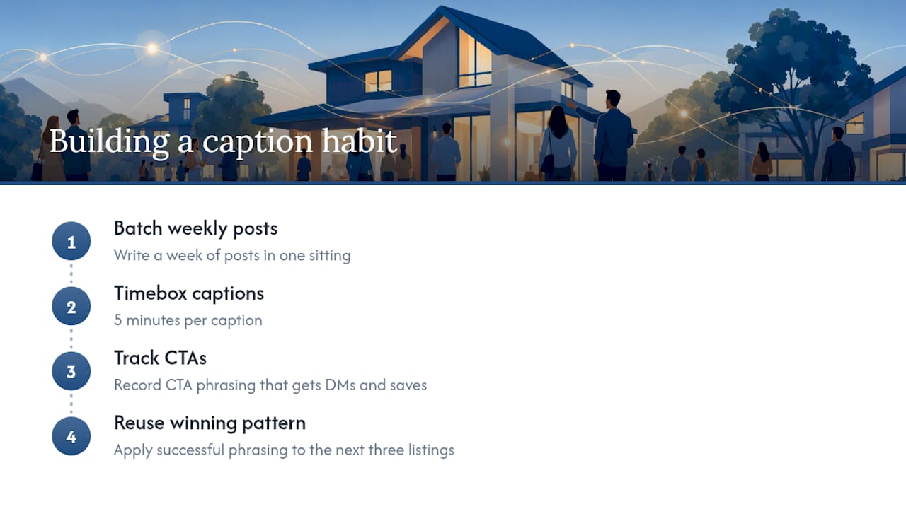 Diagram of steps to build caption habit
