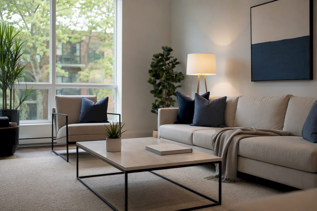 Staged living room with no personal items