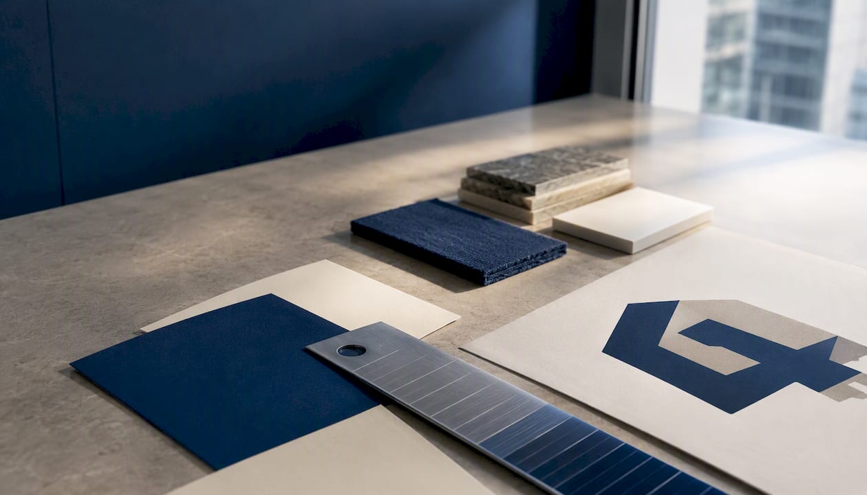Real estate brand palette materials arranged