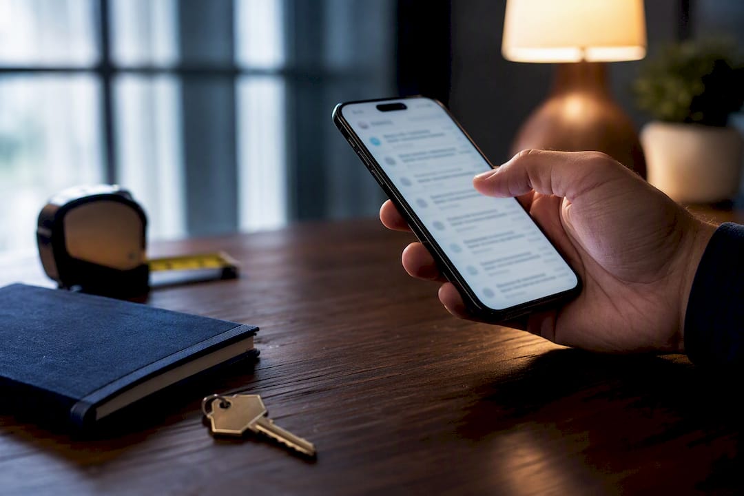 Agent reviewing mobile email inbox