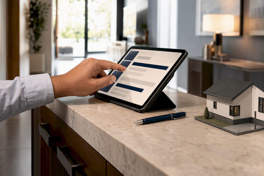 Agent reviewing property listing bullets