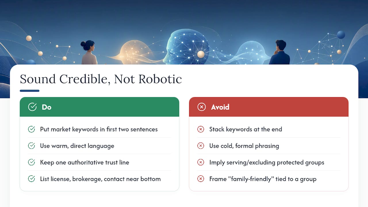 Sound Credible, Not Robotic — overview diagram