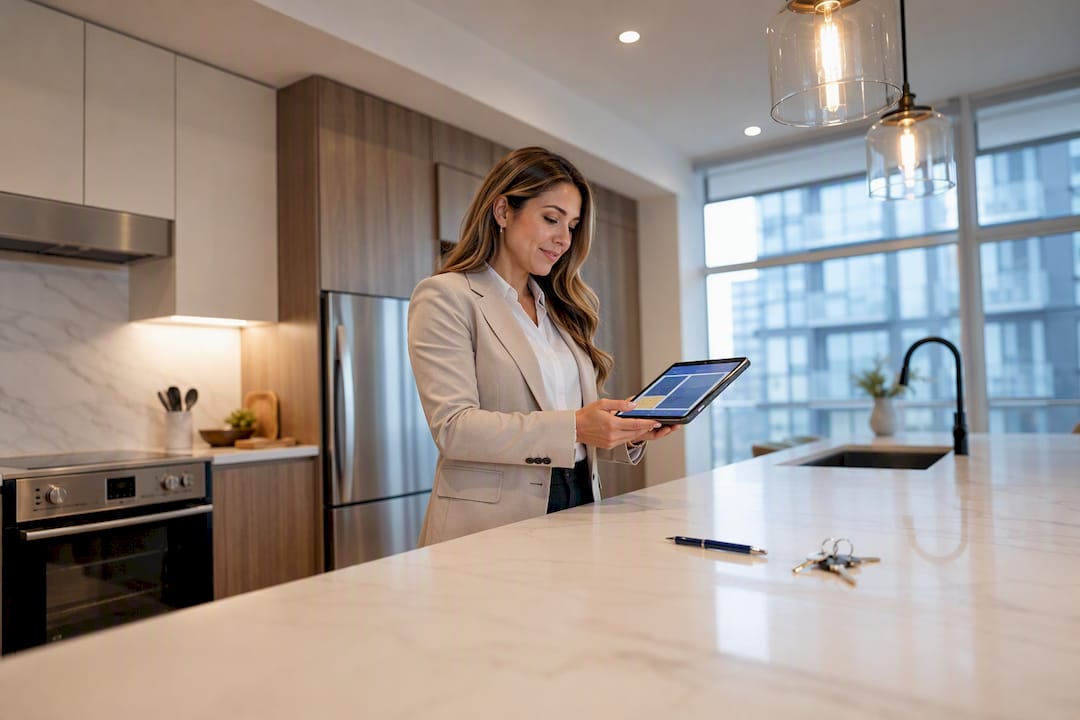 Agent verifying property features for listing copy