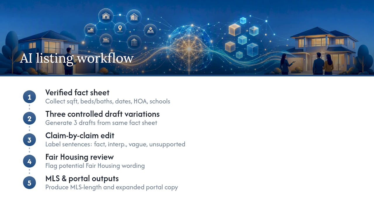 AI workflow for compliant listing descriptions