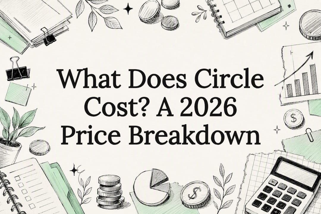 Decorative title card illustration for Circle pricing article