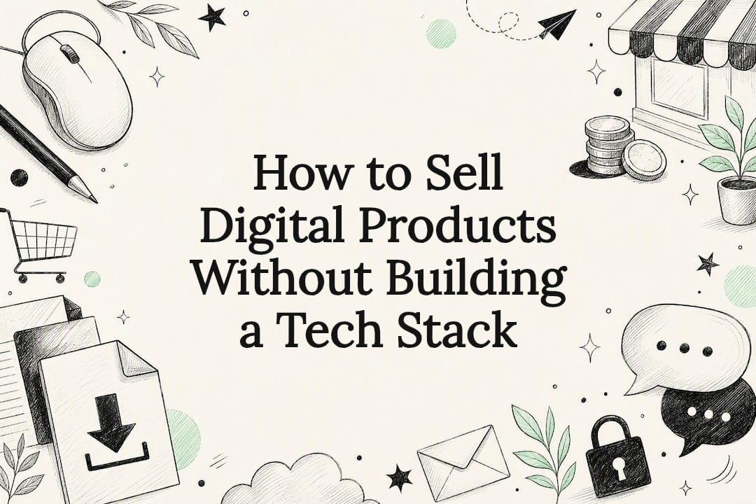 Decorative title card illustration for digital product sales