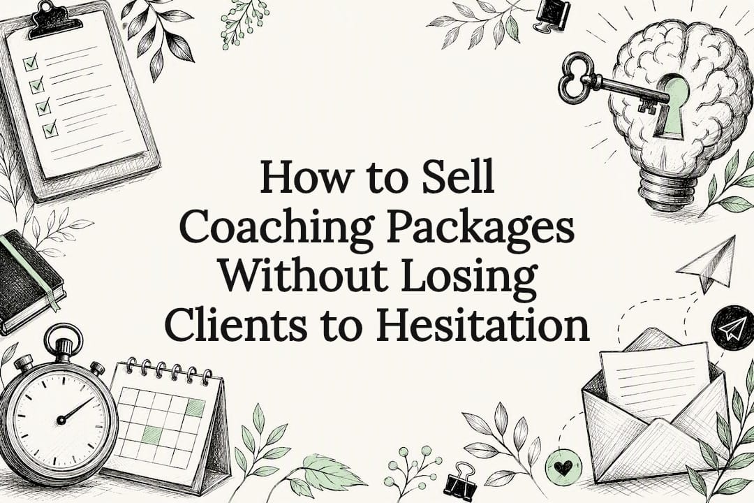 Decorative title card illustration with coaching tools and ideas