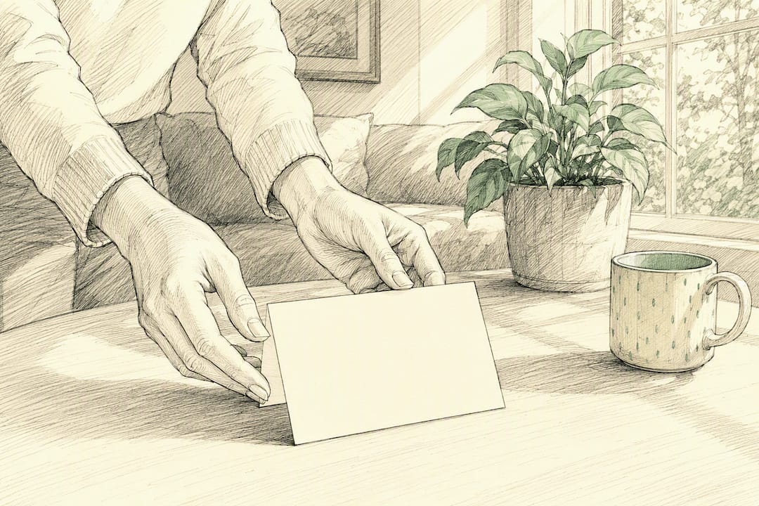 Coach hands placing offer card on table