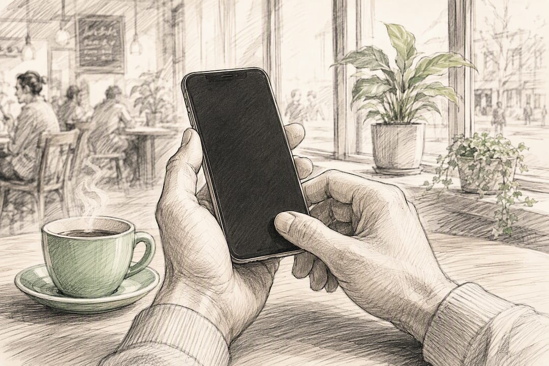Hands interacting with smartphone mobile community app