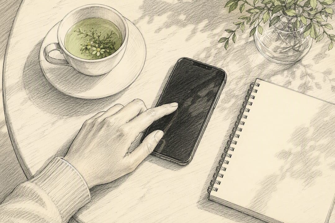 Hand poised to tap smartphone for mobile moderation