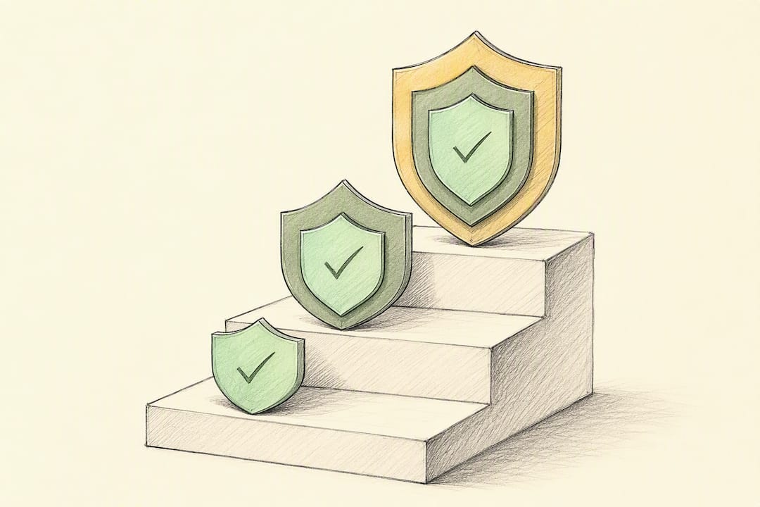 Progressive badge ladder showing credential levels