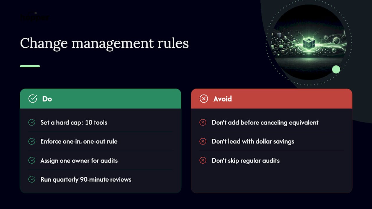 Change Management Rules That Make Consolidation Stick — overview diagram