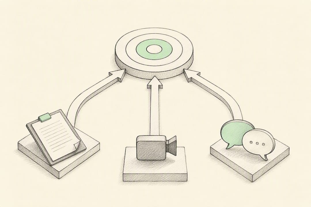 Three assessment routes leading to one competency