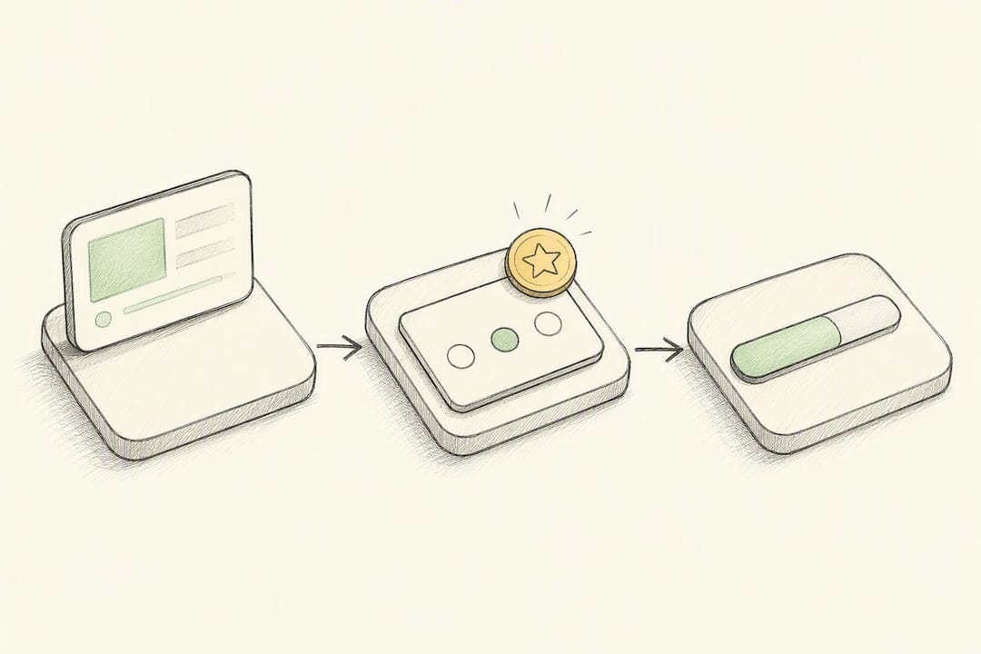 Illustrated course feedback loop with progress