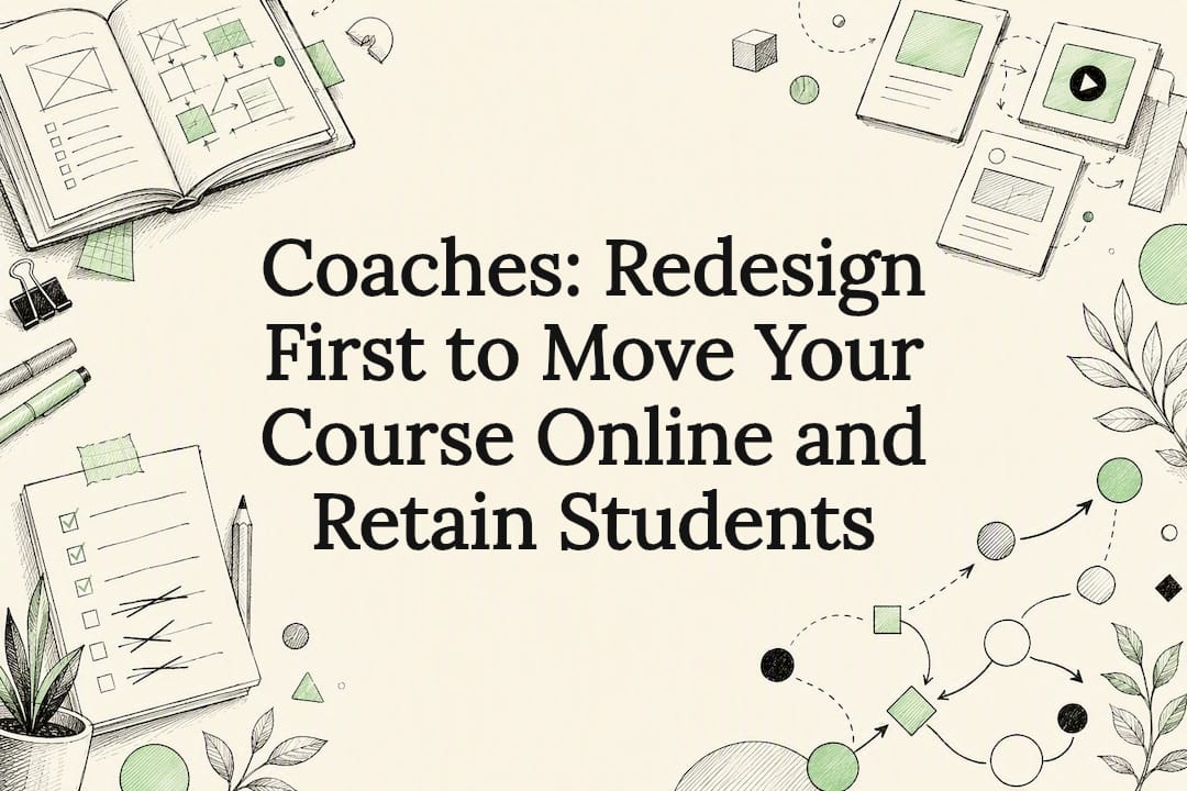Decorative online course redesign title card